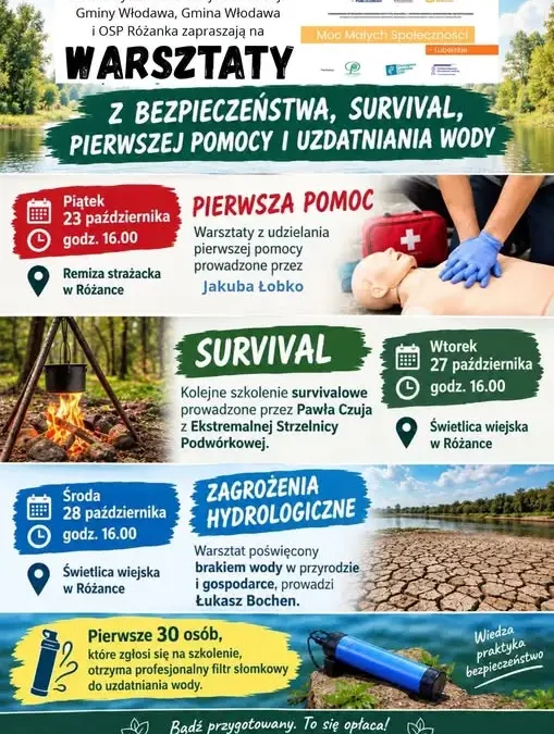 Warsztaty „Woda to bezpieczeństwo” w Różance – survival, pierwsza pomoc i uzdatnianie wody