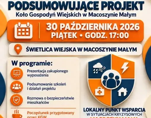 Macoszyn Mały: KGW zaprasza na podsumowanie projektu o lokalnym wsparciu kryzysowym